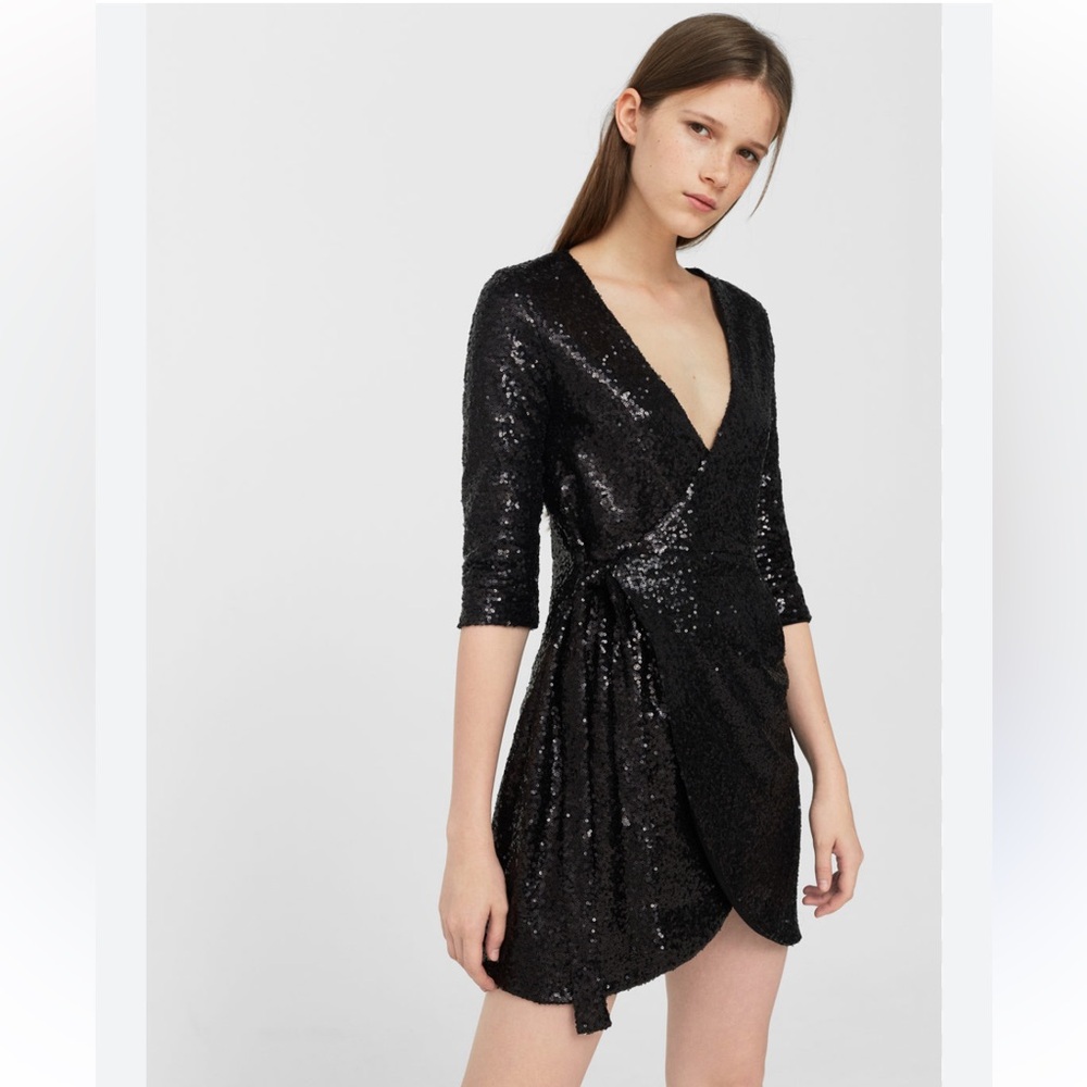 Mango Black Sequin Dress